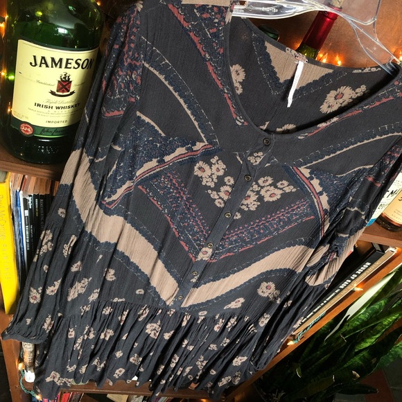 Rare Free People From Your Heart Printed Tunic Dress Midnight Combo size small - Picture 7 of 8